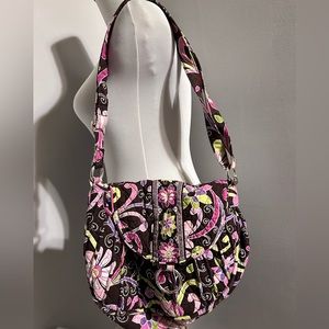 Vera Bradley Floral Brown And Pink Bag With Magnetic Closure